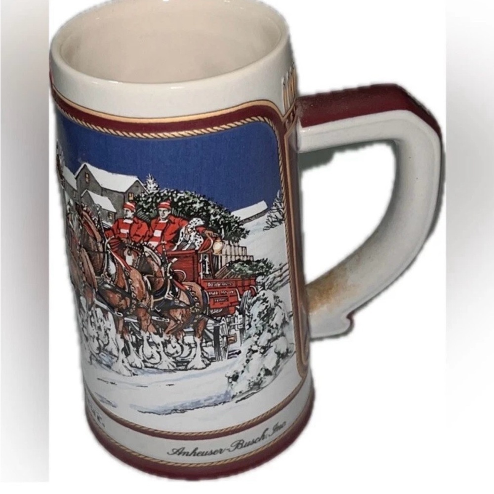 NWT Anheuser Busch Budweiser 1989 Christmas Clydesdale Beer Stein